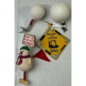 Set of 4 Vintage Golf Themed‎ Christmas Tree Ornaments Whimsical NM German Resin